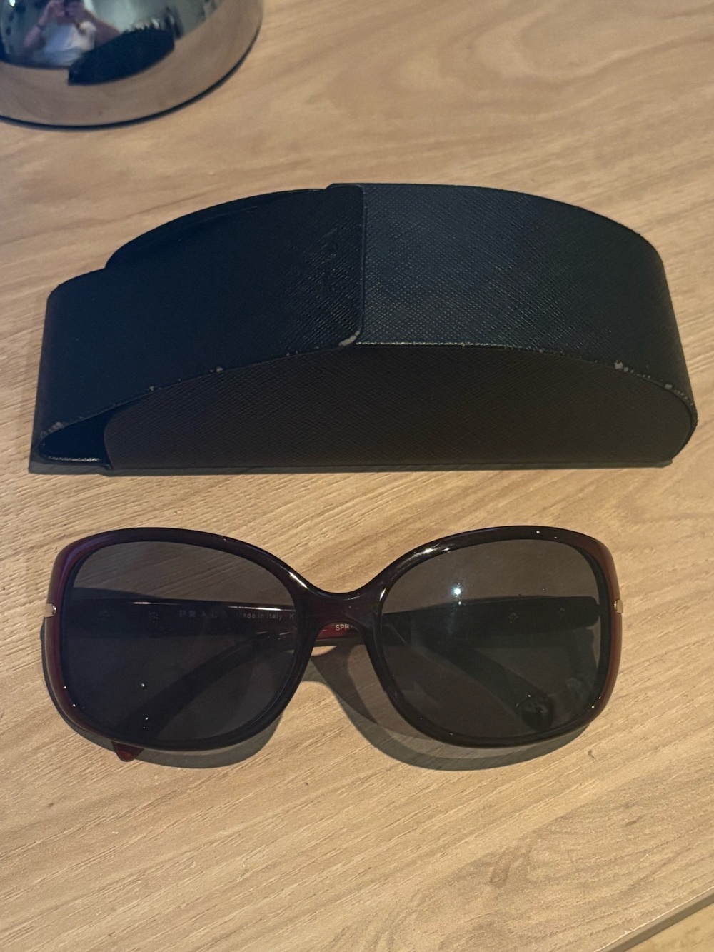 Prada Oversized Sunglasses with dark red frame